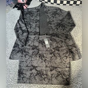 Eileen Fisher Gray Black Sheath Dress with Dolman Sleeves